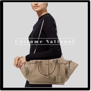 Costume National Pebbled Leather Slouchy Hobo Crossbody Duffle Bag with Dust Bag